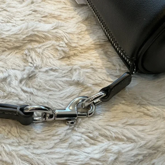 NWT COACH Nolita Smooth Black Leather Barrel Bag/Silver Hardware - Picture 6 of 10